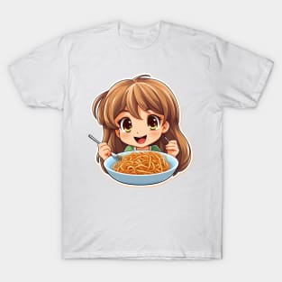 Cute Girl Eating Spaghetti T-Shirt